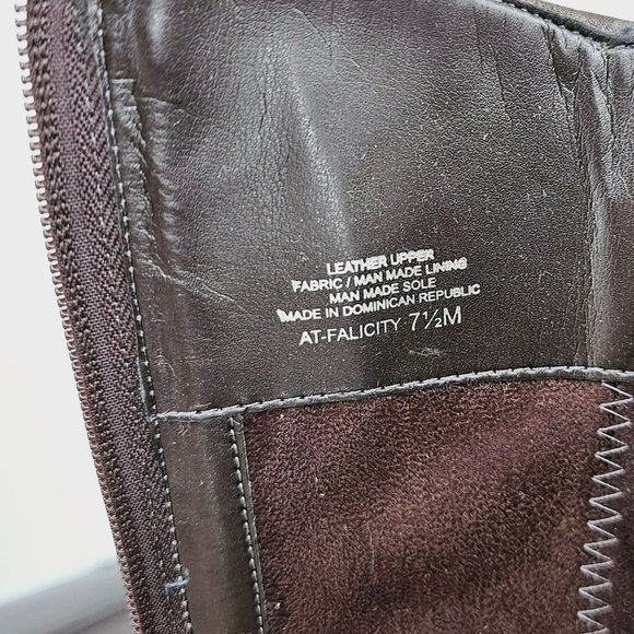 Arturo Chiang Falicity Tall Knee Boots 7.5 M Brown Leather Snakeskin Gold Zipper - Picture 3 of 16